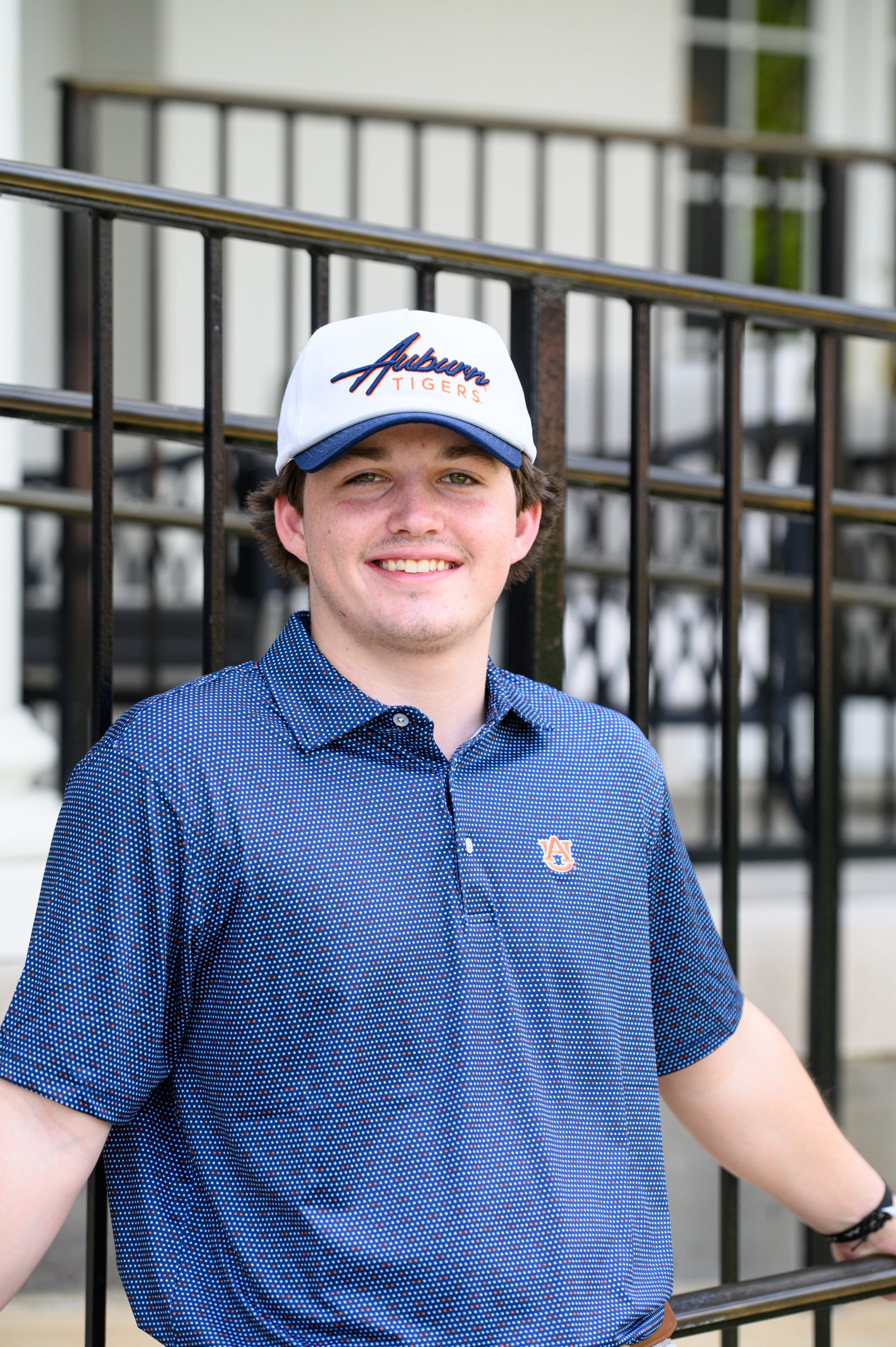 Auburn University White and Navy Hat with Navy “Auburn” embroidery and Orange text “Tigers”