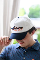 Auburn University White and Navy Hat with Navy “Auburn” embroidery and Orange text “Tigers”