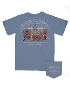 Auburn University Blue Shirt with an illustration of Stamford Hall below text “Auburn vs. Georgia”