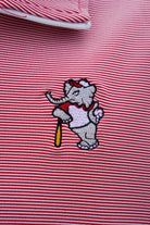University of Alabama BallPlayer Al Men's Crimson Performance Pullover with an embroidered image of Big Al in a baseball uniform leaning on a baseball bat