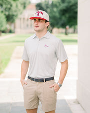 University of Alabama Grey Men's Polo with Red script "Bama" Embroidery