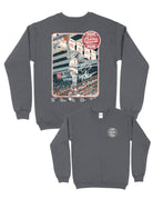 University of Alabama Dark Grey Sweatshirt with an illustration of Big Al dunking a basketball next to text “Big Al” and “the Plaid Palace” above the 2025 Basketball Schedule