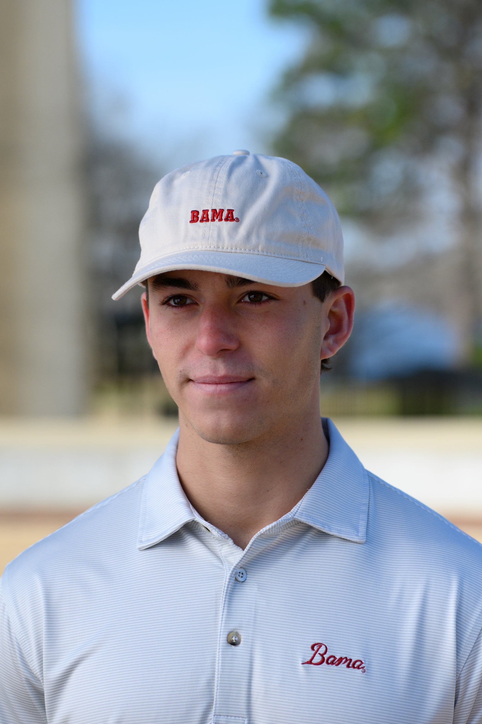 University of Alabama White Dad Hat with Red text "BAMA"