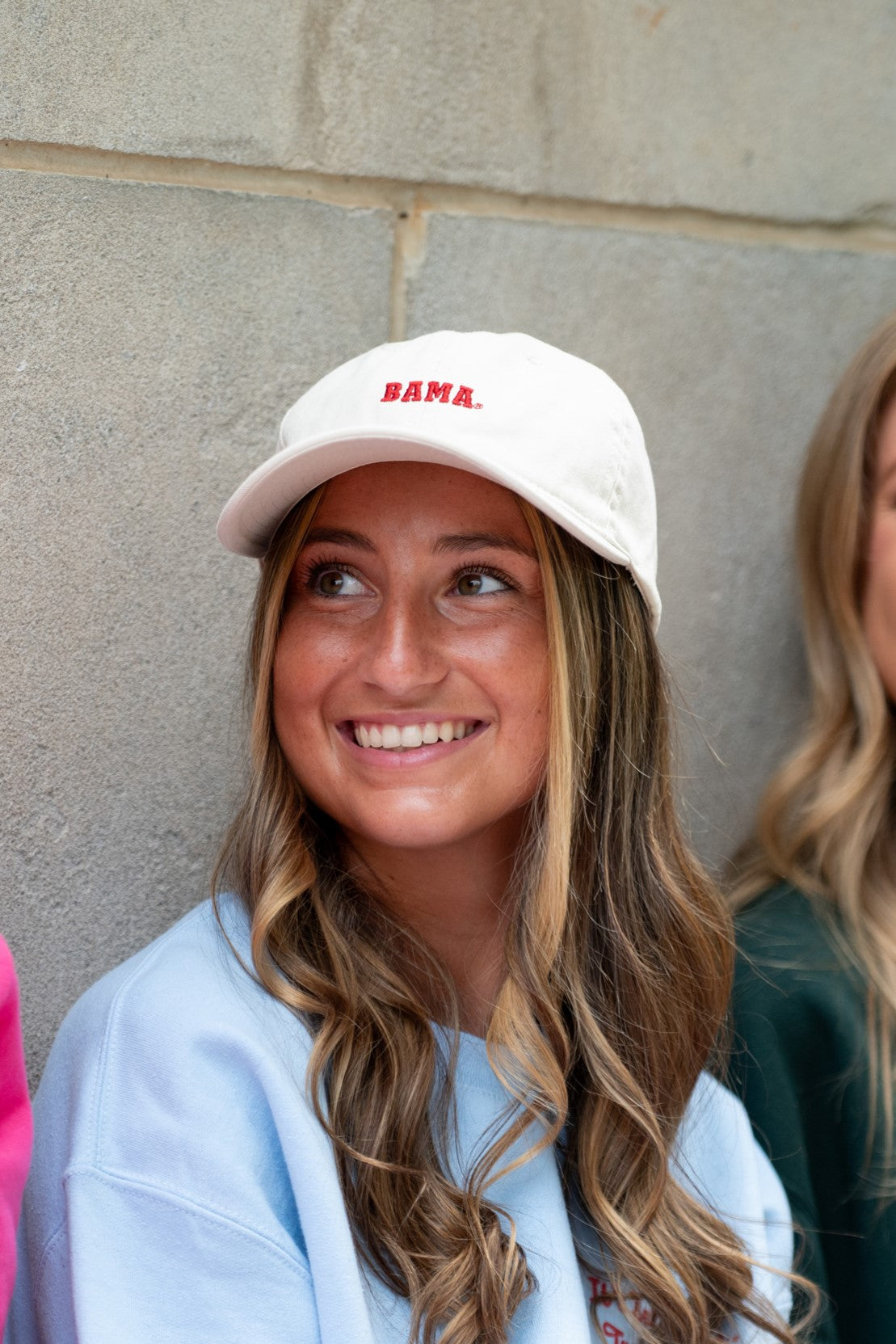 University of Alabama White Dad Hat with Red text "BAMA"