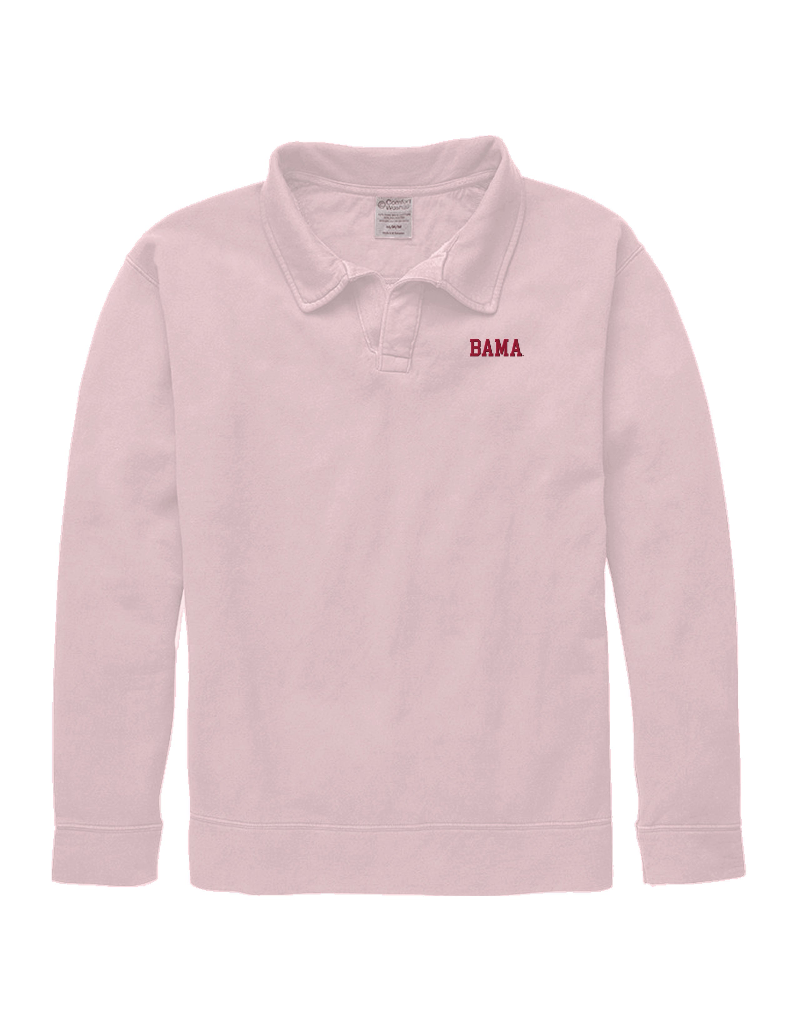 University of Alabama Pink Polo Sweatshirt with Red "Bama" embroidery 