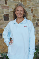 University of Alabama Light Blue Bama Polo Sweatshirt with Red "Bama" embroidery