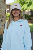 University of Alabama Light Blue Bama Polo Sweatshirt with Red "Bama" embroidery