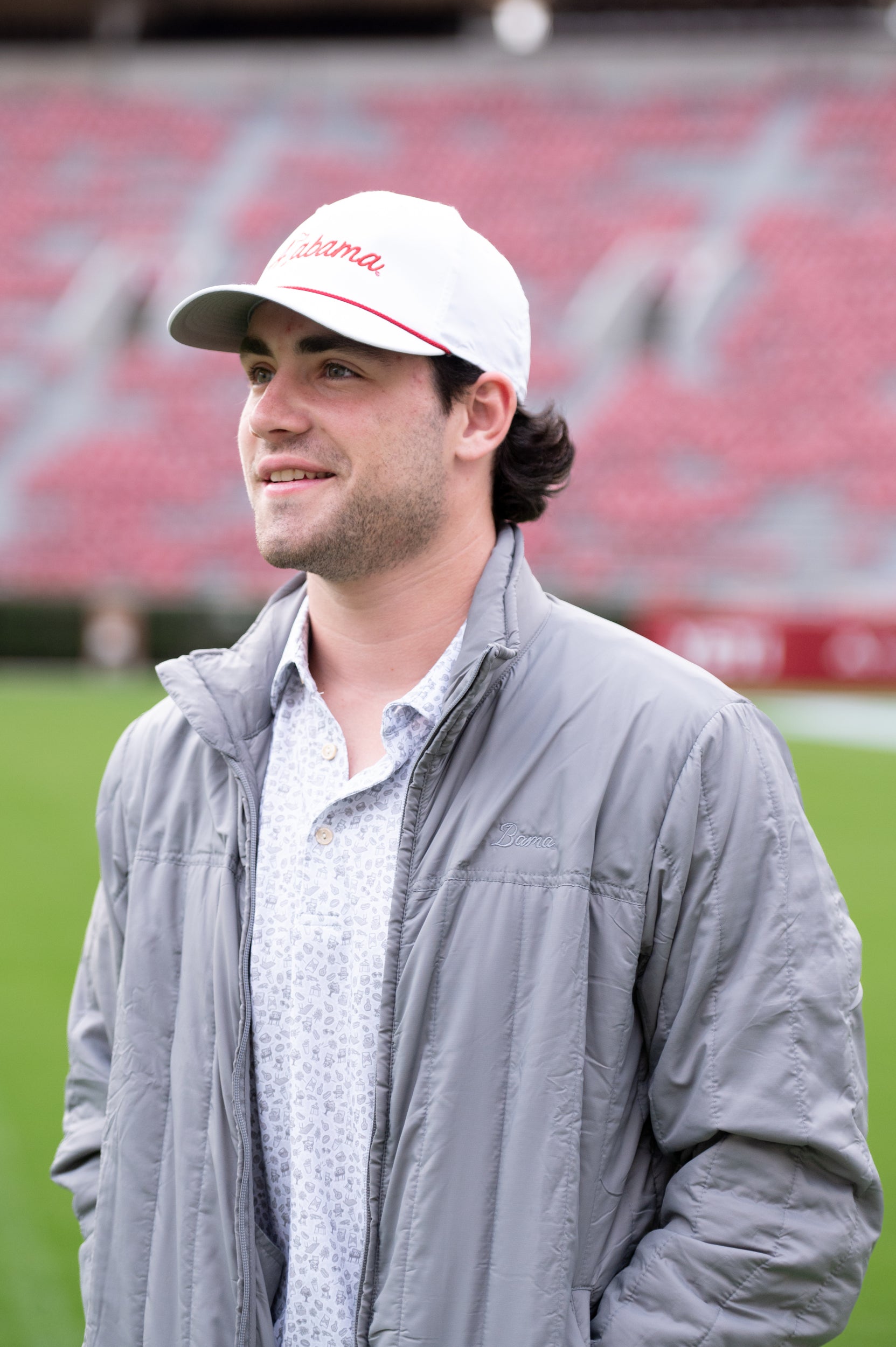 University of Alabama Grey Men's Jacket with Grey script "Bama" Embroidery