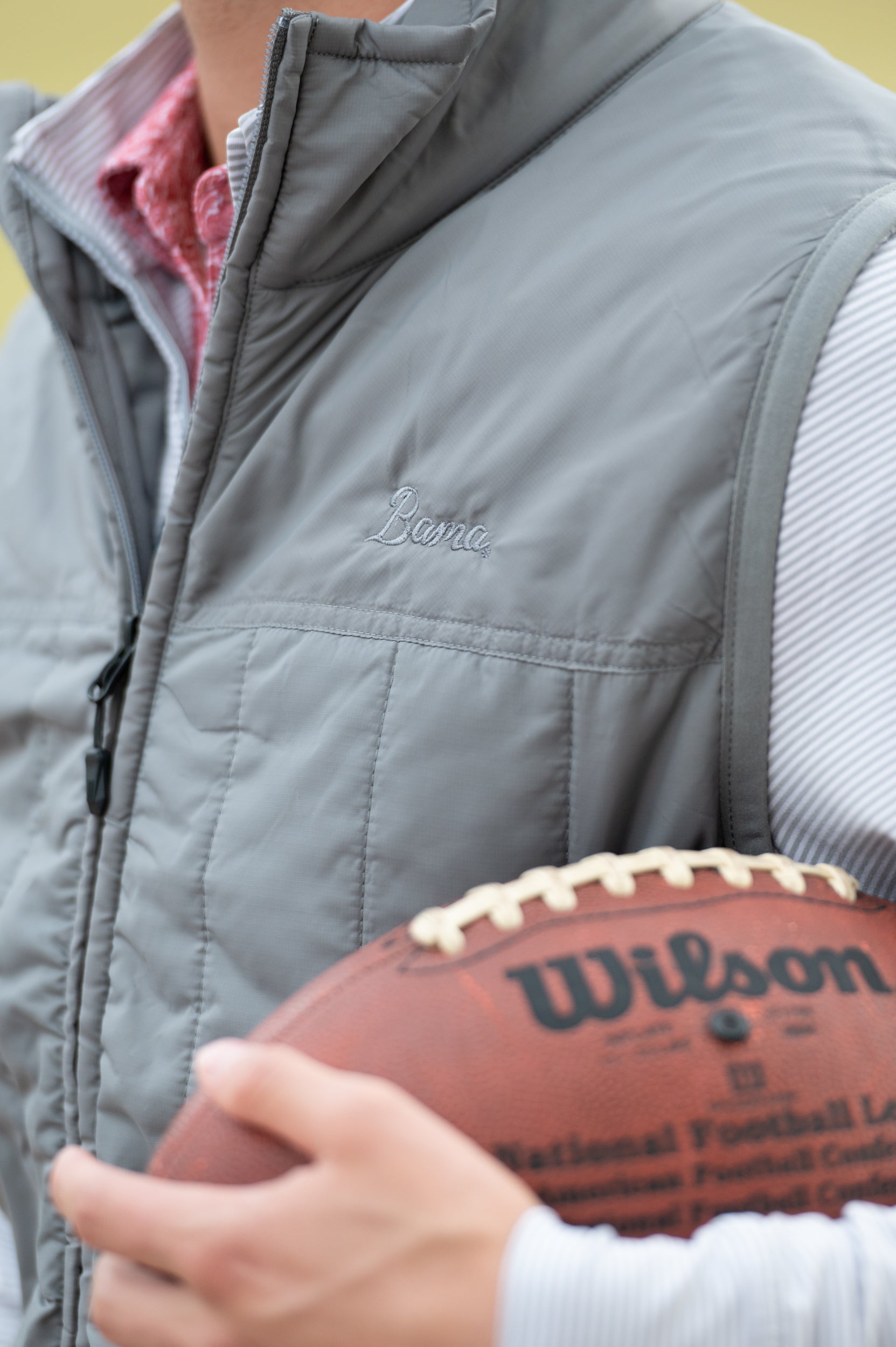 University of Alabama Grey Men's Vest with Grey script "Bama" Embroidery