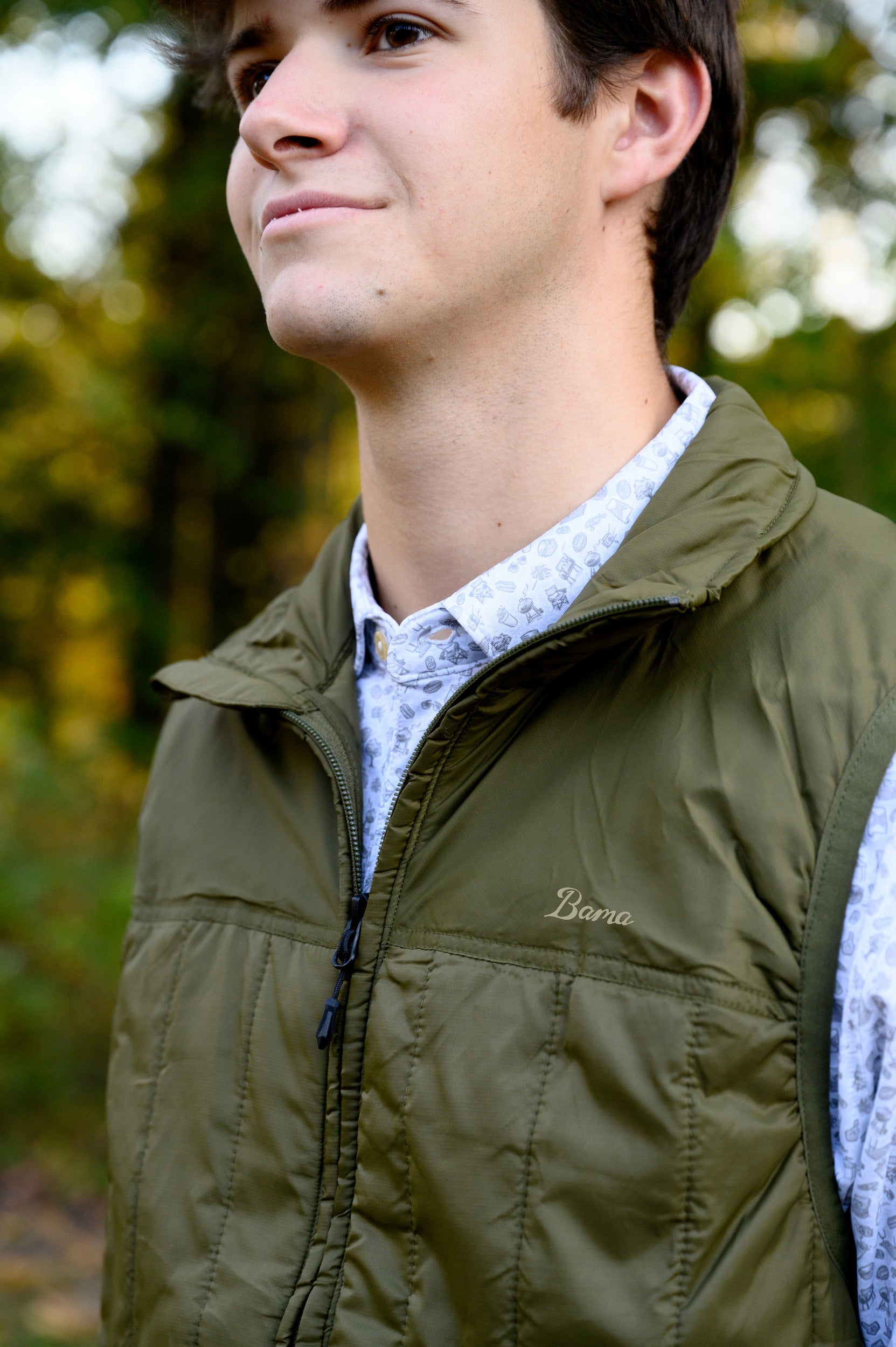 University of Alabama Dark Green Men's Vest with Green script "Bama" Embroidery