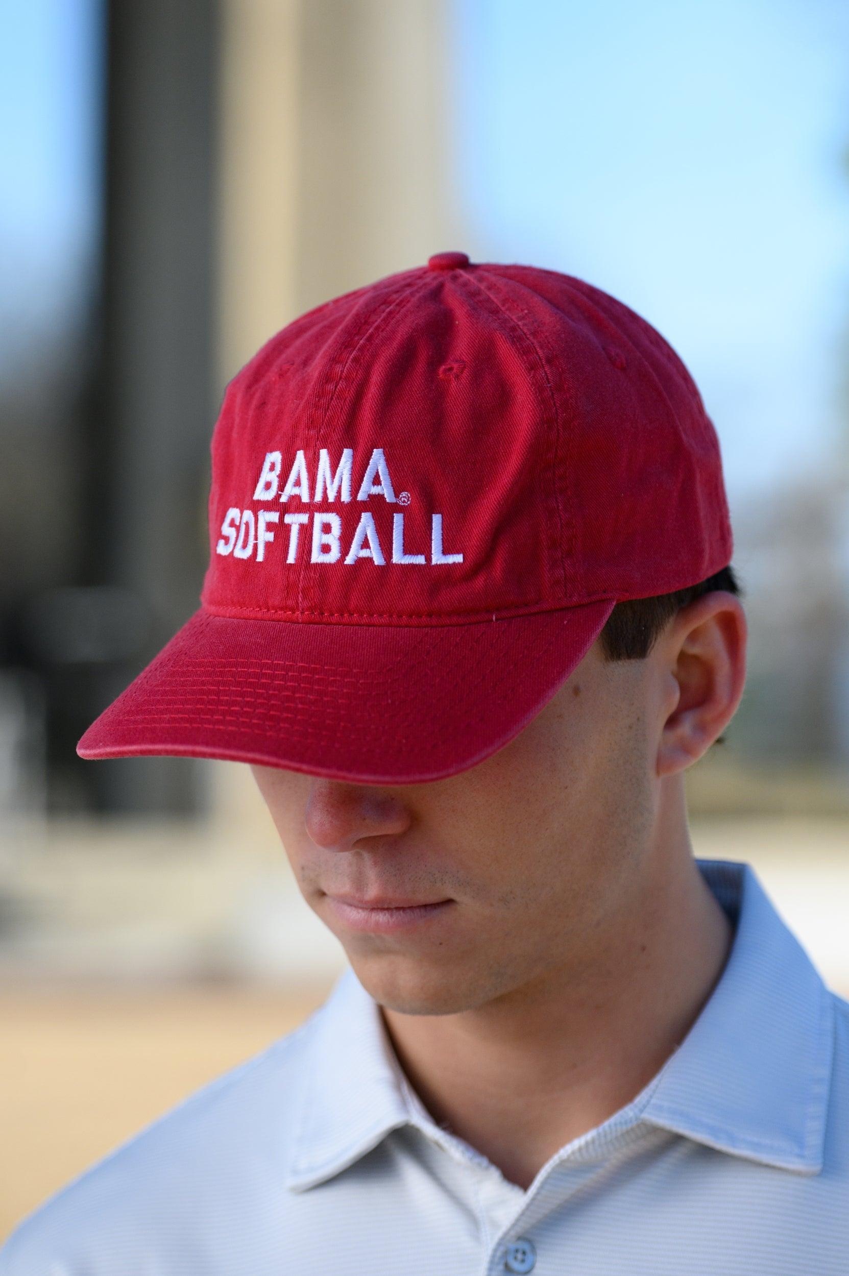 University of Alabama Red Dad Hat with White "Bama Softball" Embroidery