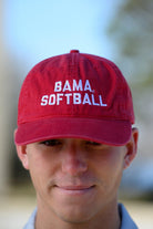University of Alabama Red Dad Hat with White "Bama Softball" Embroidery