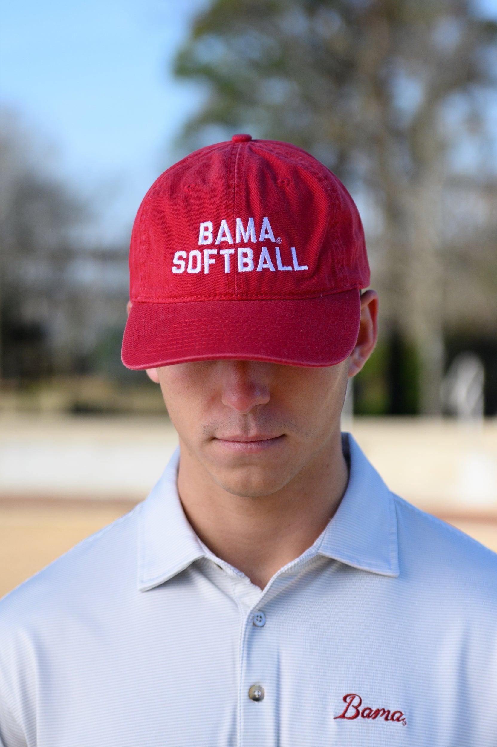 University of Alabama Red Dad Hat with White "Bama Softball" Embroidery