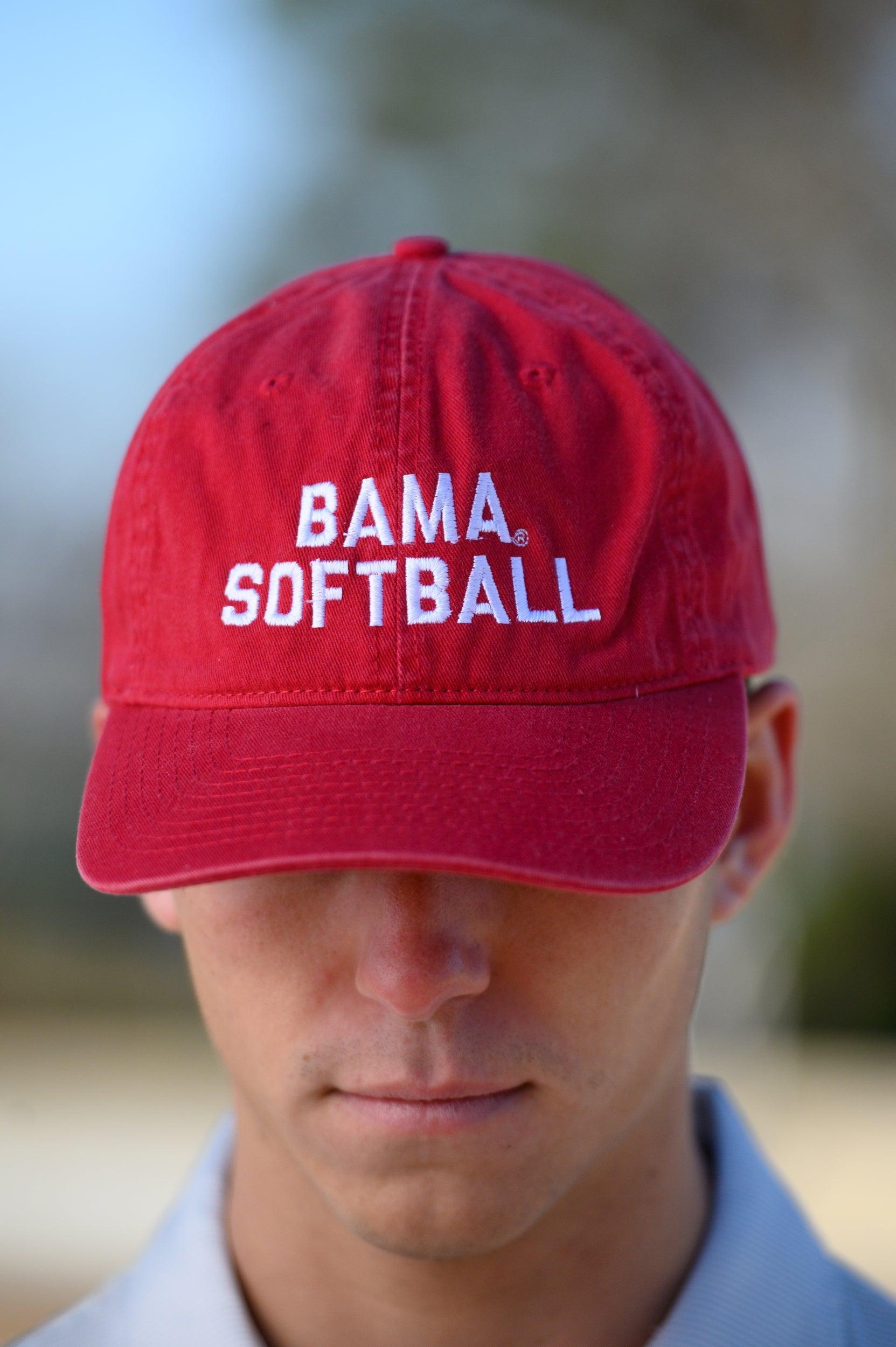 University of Alabama Red Dad Hat with White "Bama Softball" Embroidery