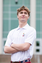 University of Alabama Men’s Windowpane patterned Polo with Basketball Al Logo embroidery on the chest