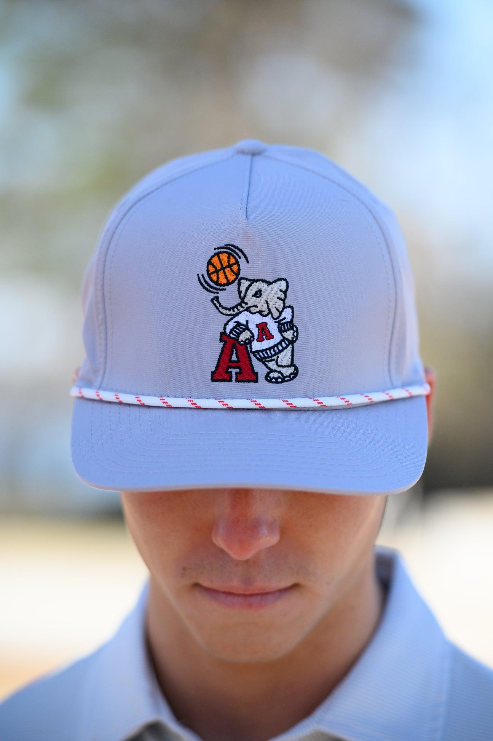 University of Alabama Light Grey Rope hat with Basketball Al Logo Embroidery