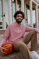 University of Alabama ¼ Zip Crimson Stripe Pullover with Basketball Al Logo Embroidery on the chest