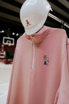 University of Alabama ¼ Zip Crimson Stripe Pullover with Basketball Al Logo Embroidery on the chest
