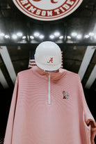 University of Alabama ¼ Zip Crimson Stripe Pullover with Basketball Al Logo Embroidery on the chest