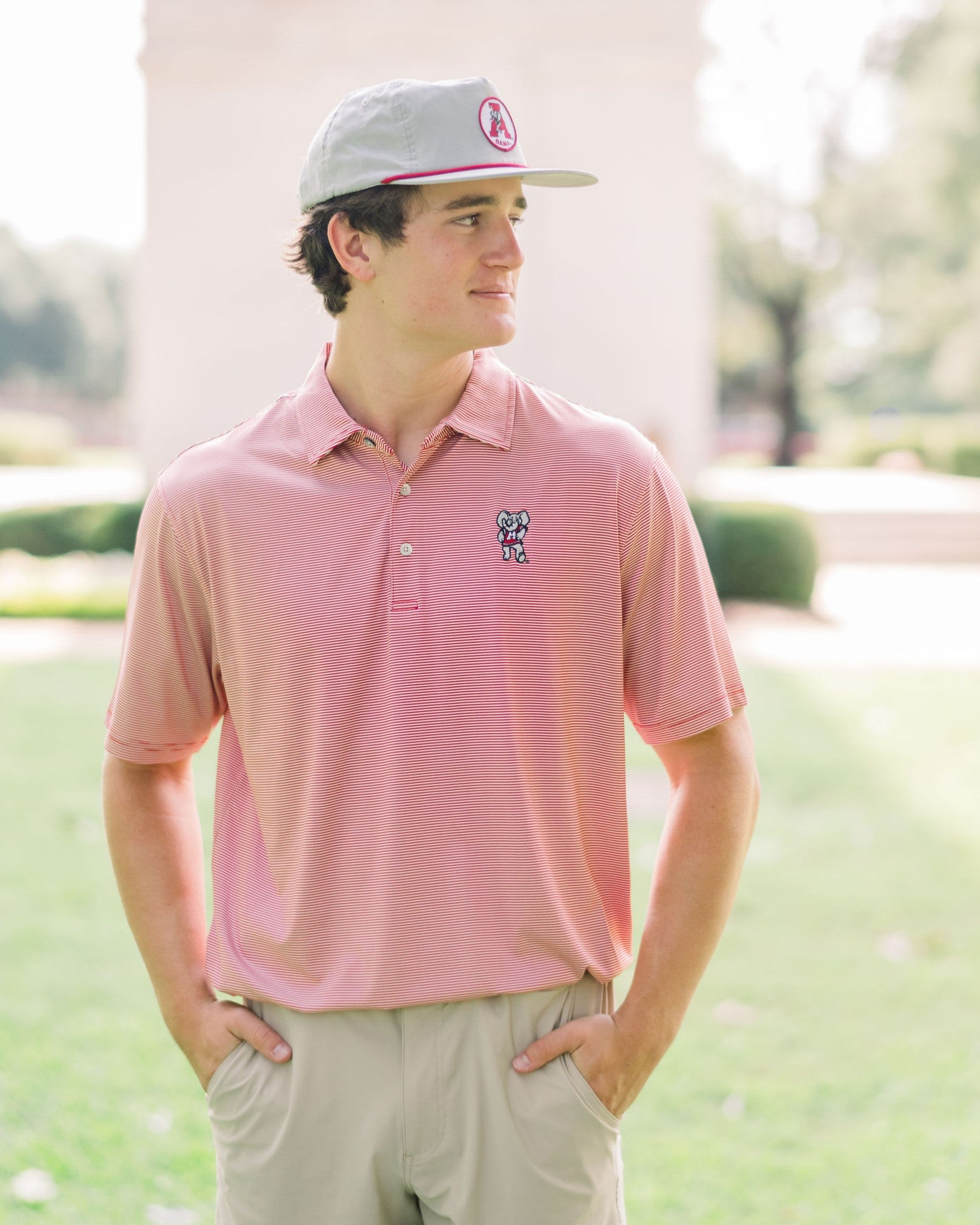 Big Al Stripe Polo (Crimson)