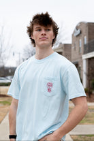 University of Alabama Light Blue T-Shirt with a snow-covered Elephant Seal on the front pocket 