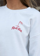 University of Alabama Big Al Golf Cart Grey Gildan Sweatshirt with the text "Roll Tide" above an image of Big Al wearing sunglasses and driving a golf cart