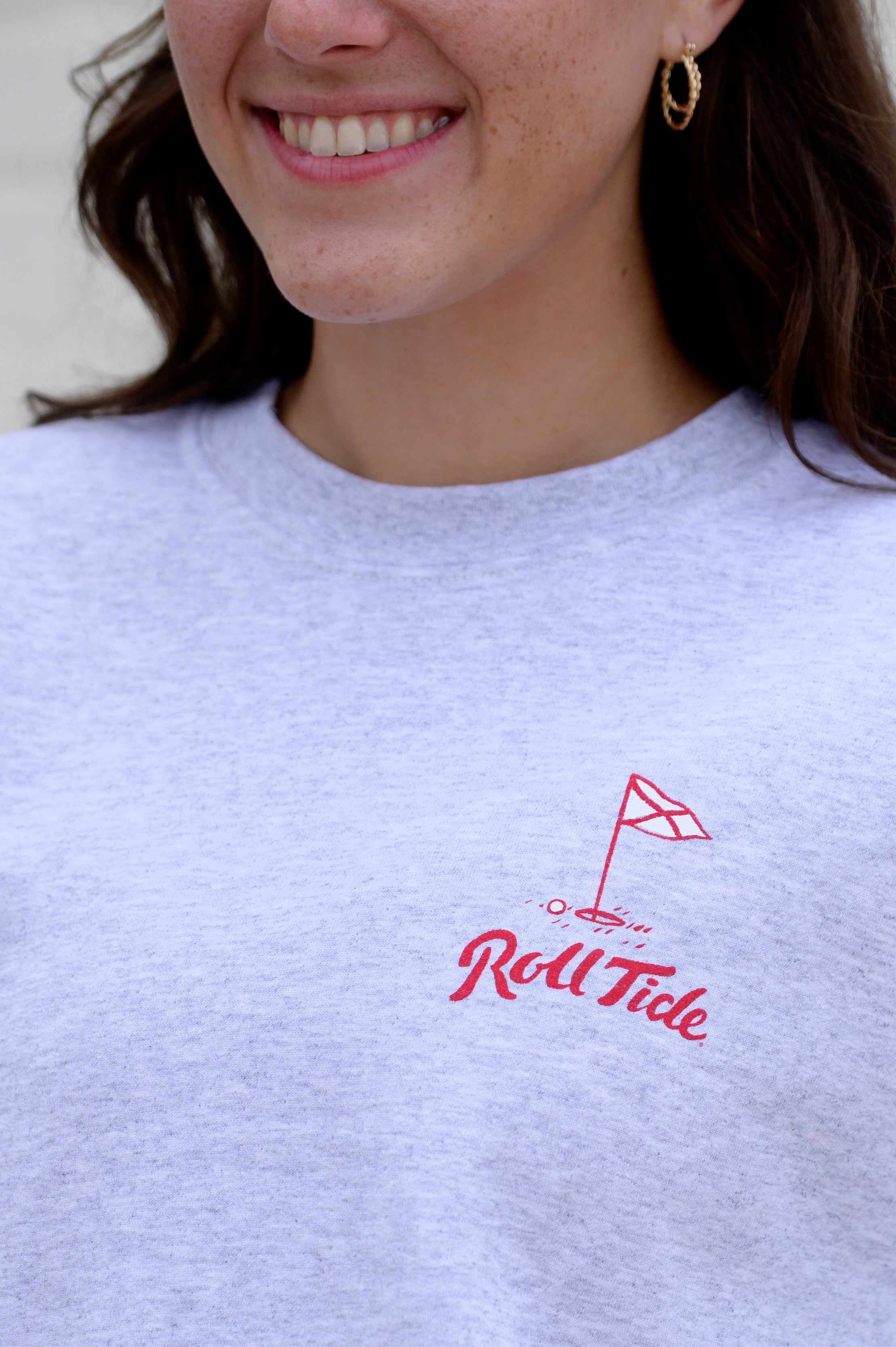 Big Al Golf Cart Front with a Golf Flag and Red "Roll Tide" Script