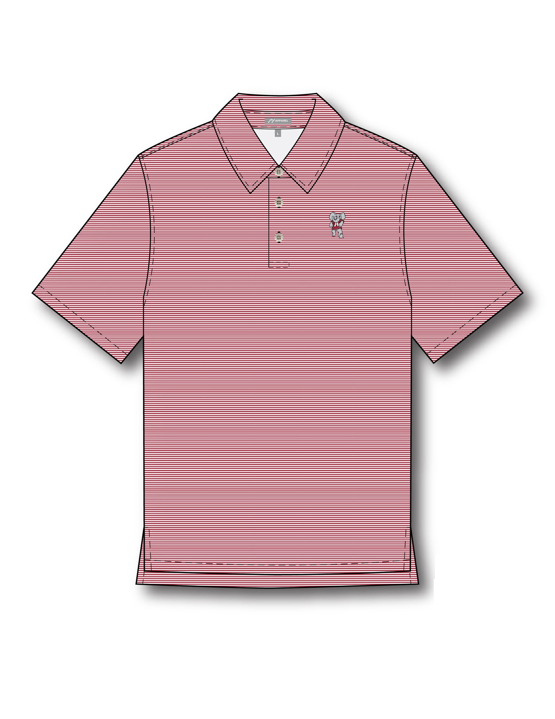 University of Alabama Men’s Crimson Stripe polo with Big Al logo embroidery