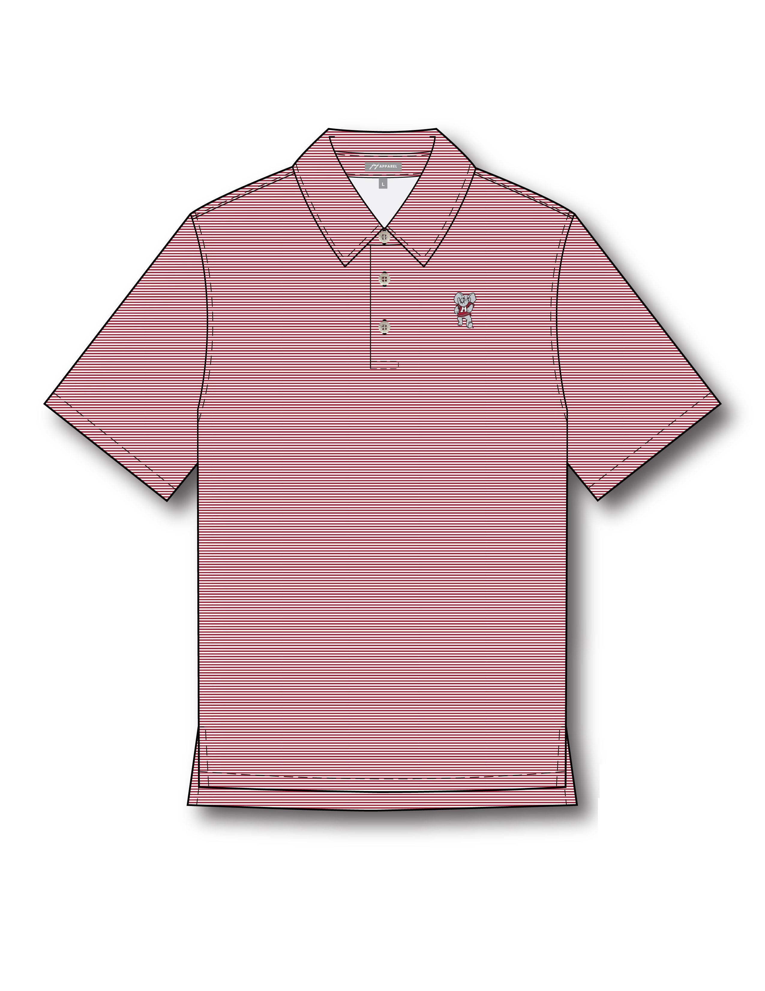 University of Alabama Men’s Crimson Stripe polo with Big Al logo embroidery