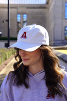 University of Alabama White Dad Hat with Red Block A embroidery