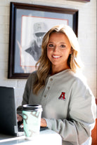 University of Alabama Grey Thermal Henley with Red Block A Logo Embroidery