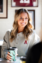 University of Alabama Grey Thermal Henley with Red Block A Logo Embroidery