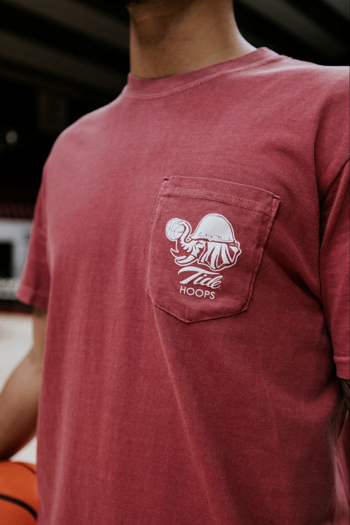 University of Alabama Front Pocket with Big Al in a hard hat holding a basketball over the Tide Hoops logo