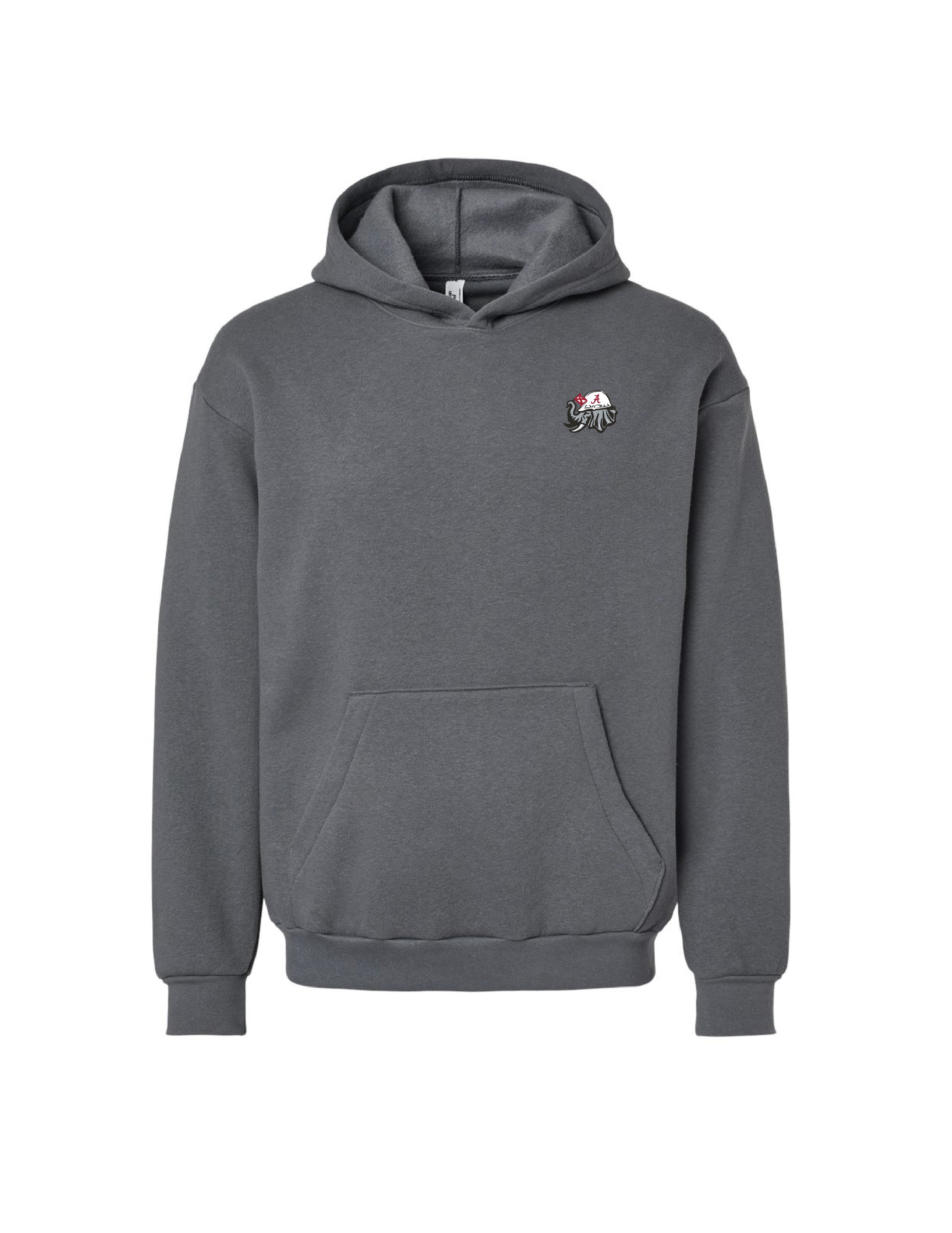 University of Alabama Dark Grey Hoodie with the Blue Collar Big Al logo embroidery 