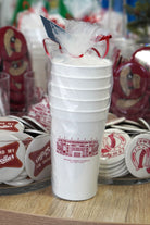University of Alabama White Stadium Cup with a Red illustration of Bryant-Denny Stadium