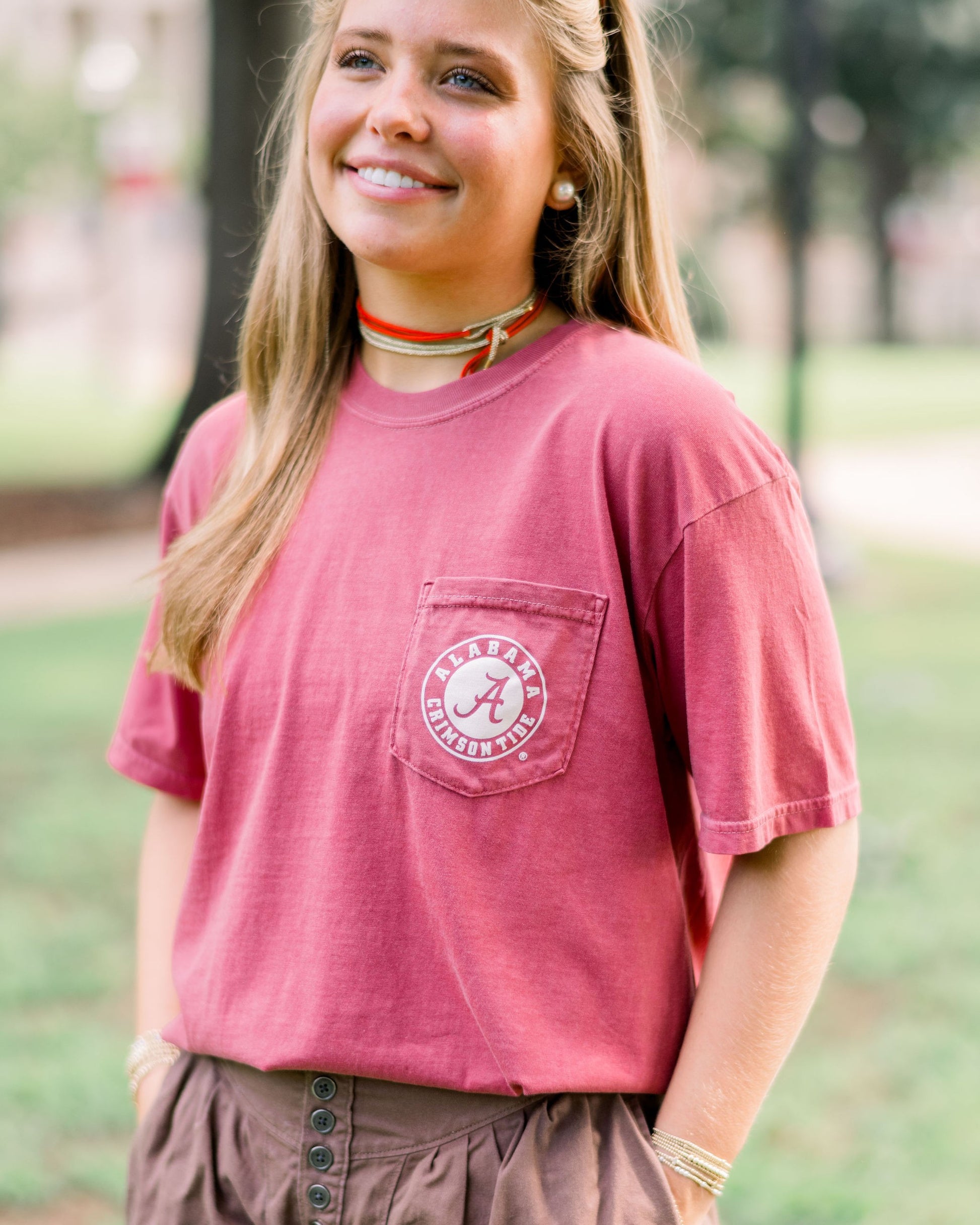 University of Alabama Red Front Pocket with a White Classic Alabama Crimson Tide logo