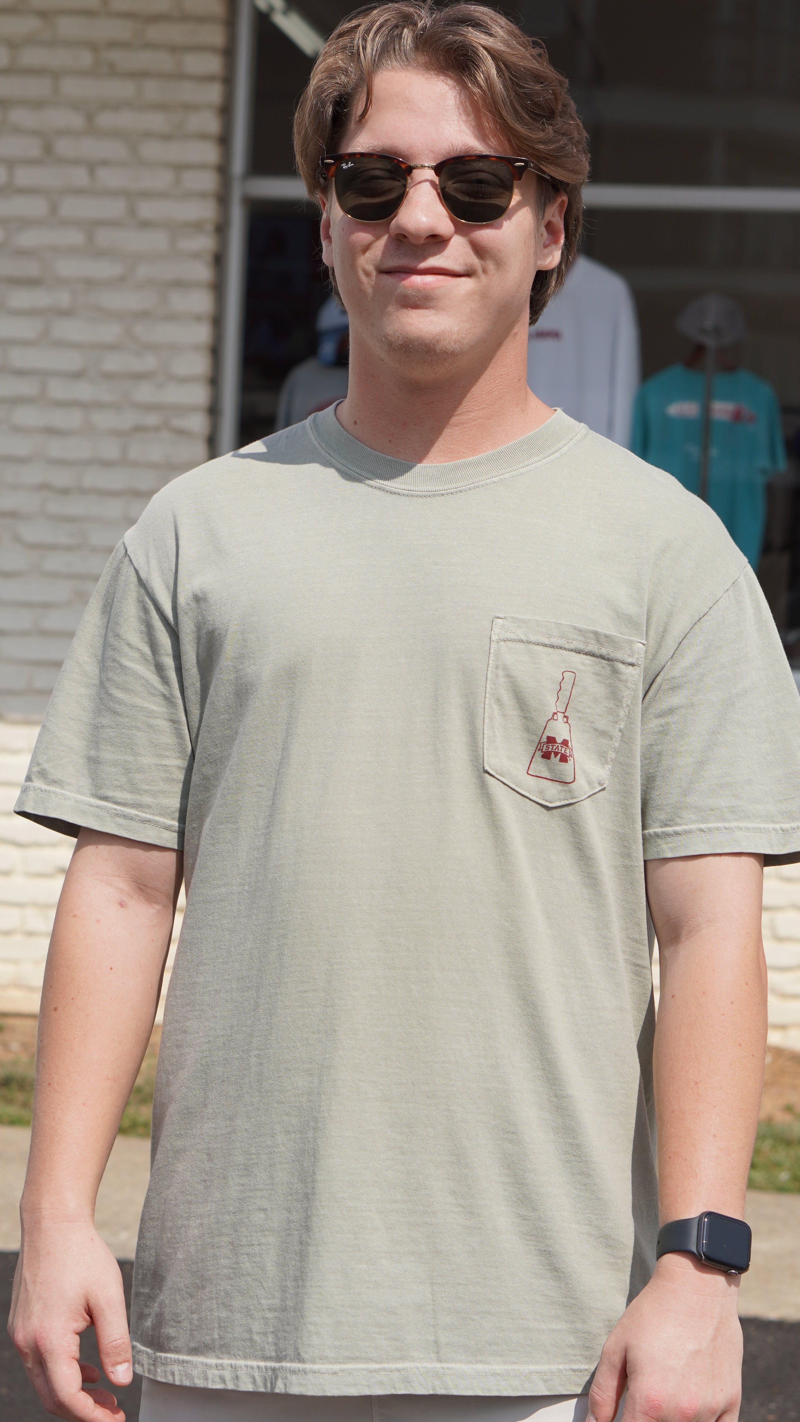 front pocket with an MSU cowbell logo