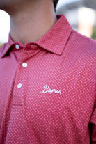 University of Alabama Red Men's Diamond Polo with White script "Bama" Embroidery