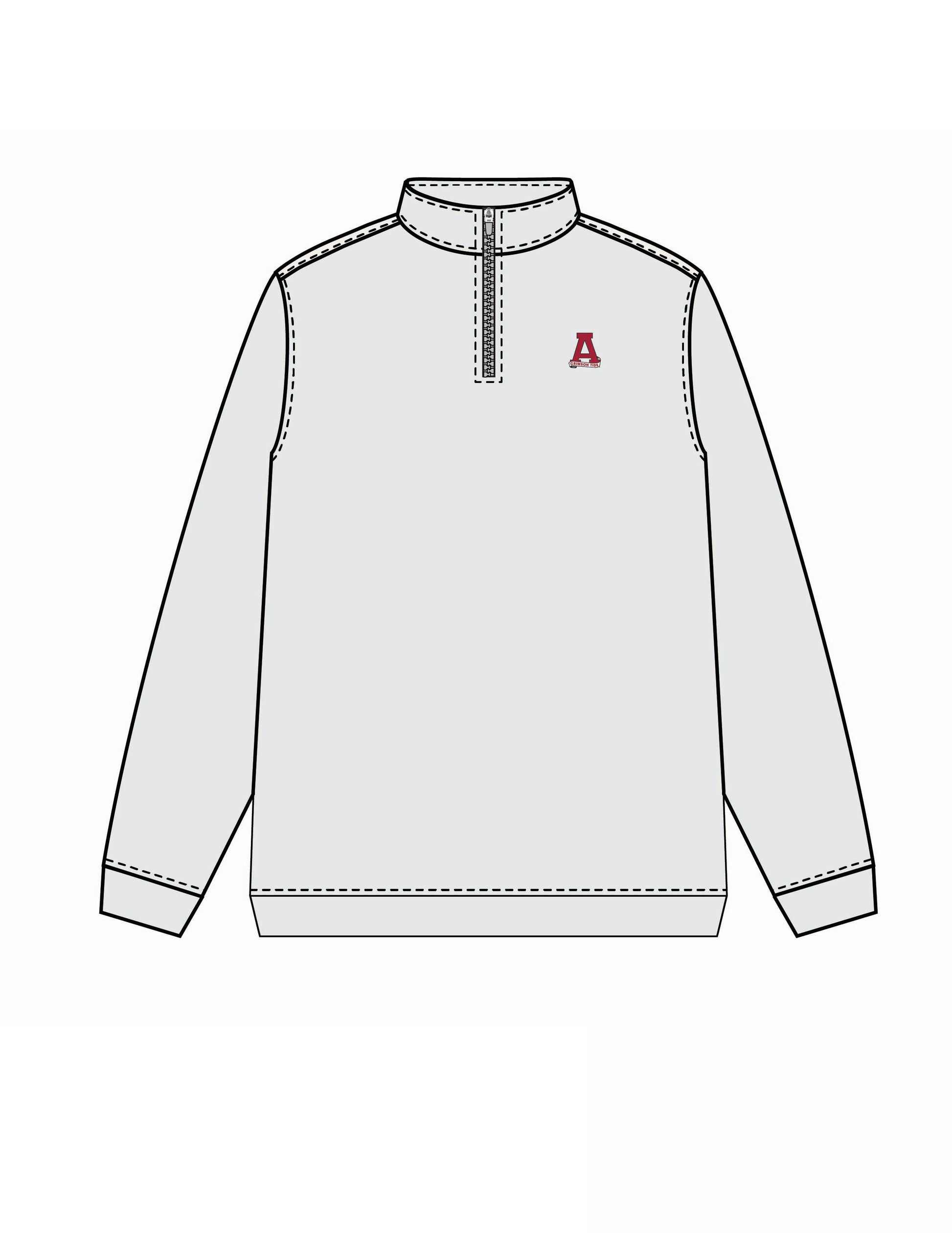 University of Alabama Men’s Light Grey ¼ Zip Pullover with Block A logo embroidery