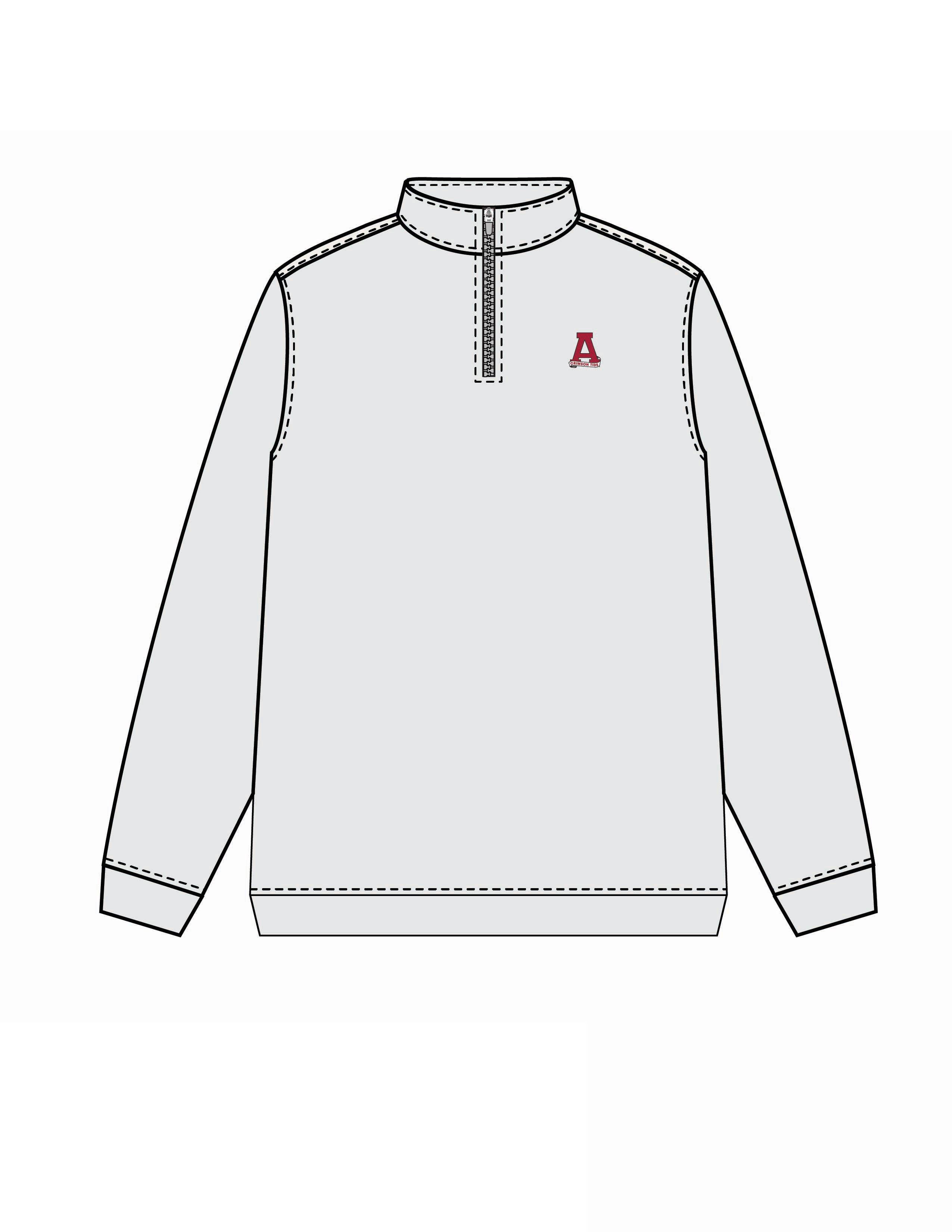 University of Alabama Men’s Light Grey ¼ Zip Pullover with Block A logo embroidery
