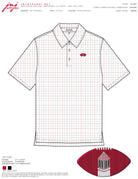 University of Alabama Red/Blue/White patterned Men’s Polo with Denney Chimes in a football embroidered on the chest 