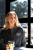 University of Alabama Black Henley with White Dixieland Delight embroidery