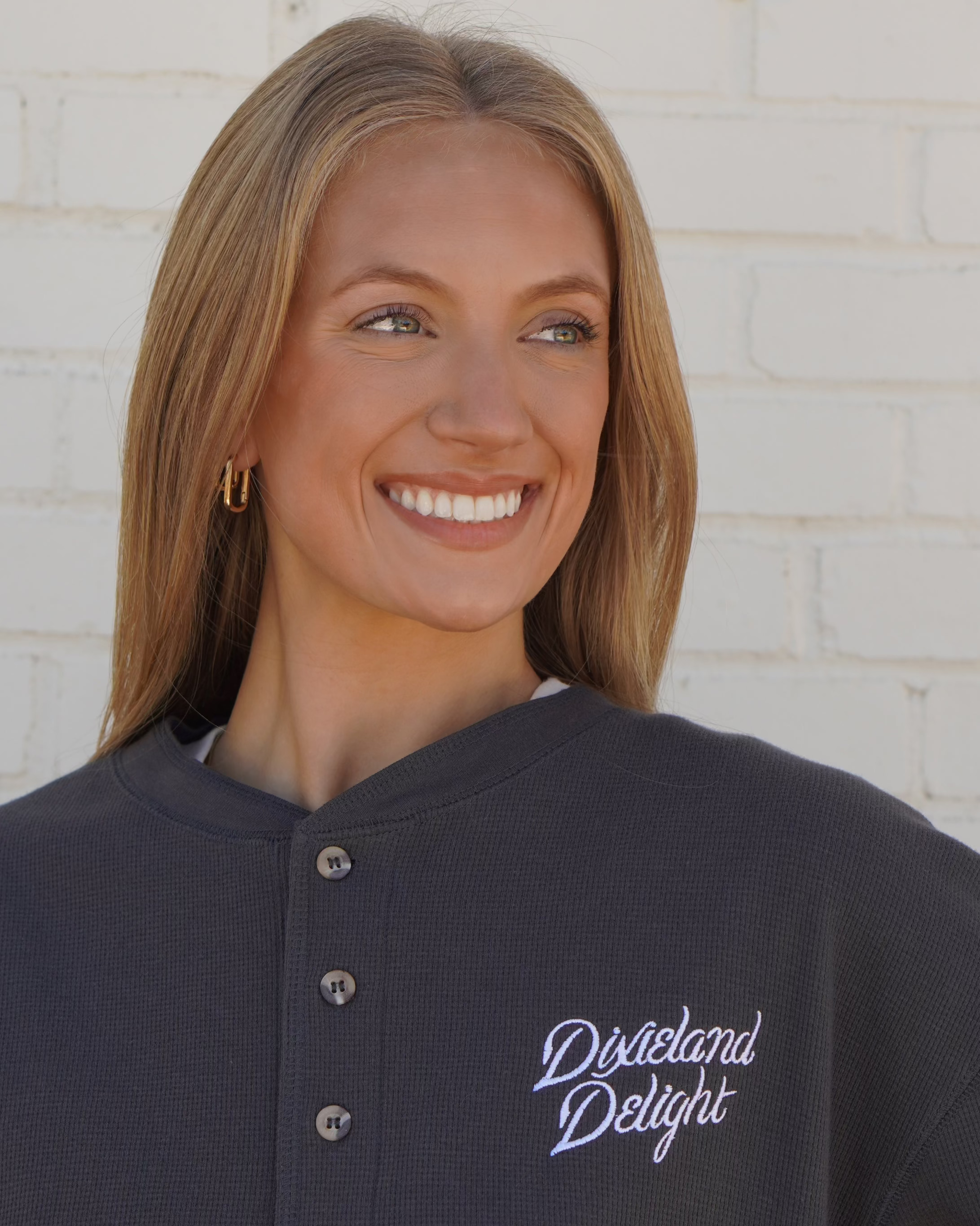 University of Alabama Black Henley with White Dixieland Delight embroidery