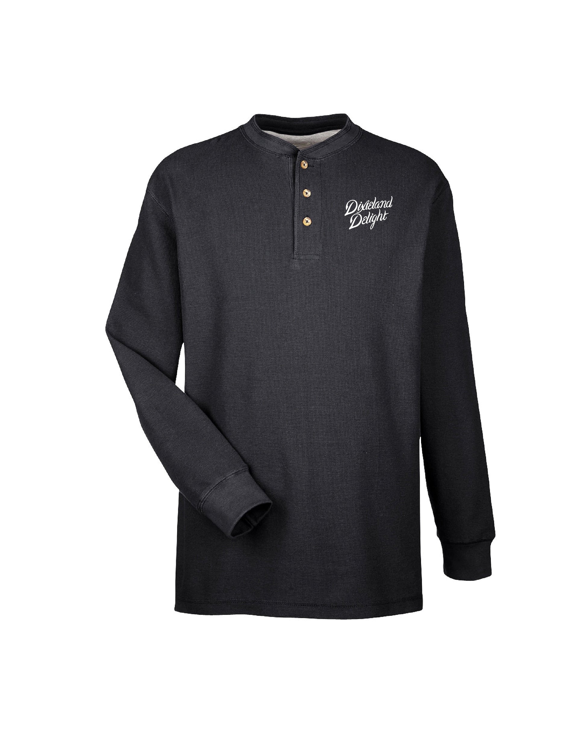 University of Alabama Black Henley with White Dixieland Delight embroidery
