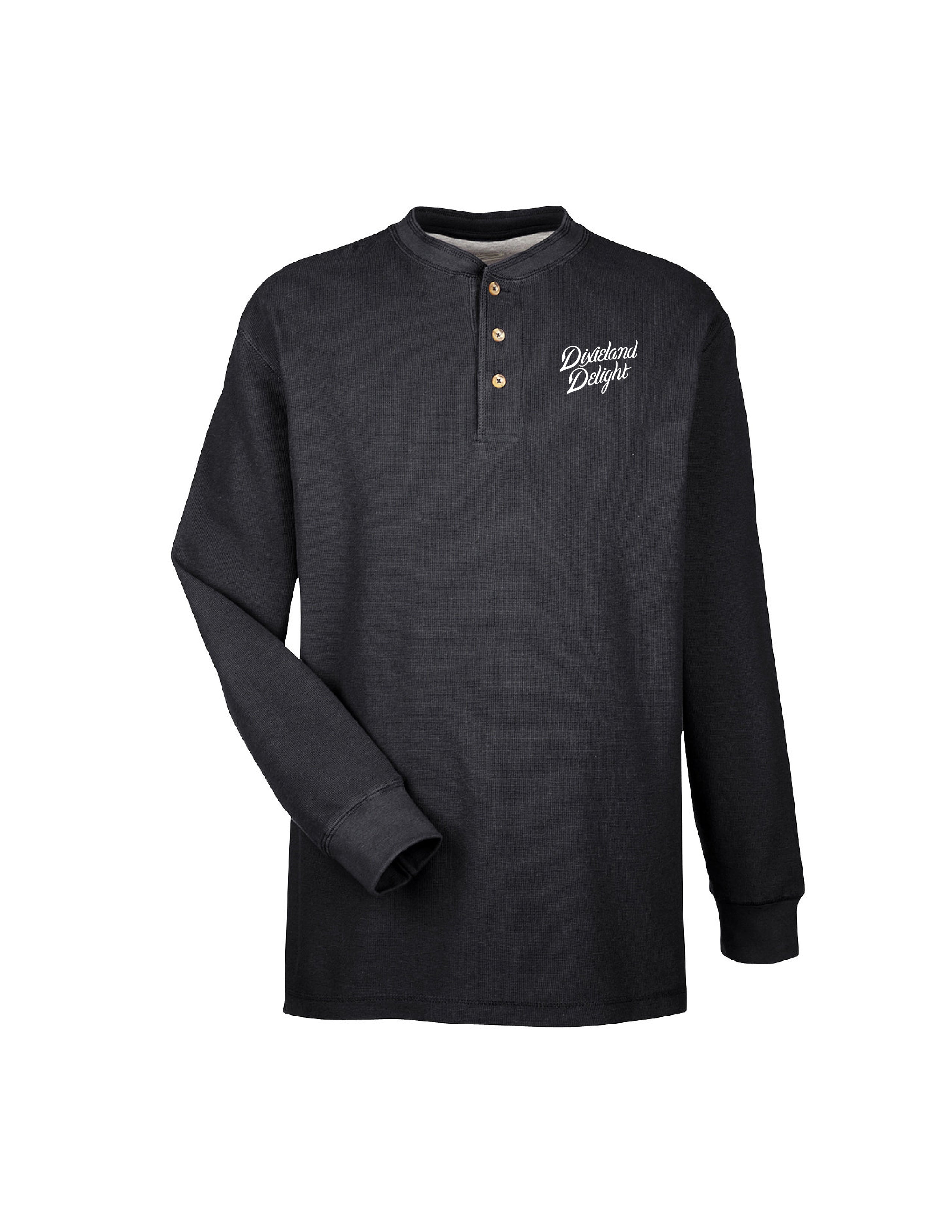 University of Alabama Black Henley with White Dixieland Delight embroidery