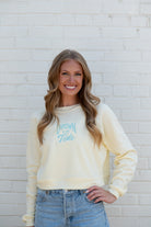 University of Alabama Yellow Ladies Sweatshirt with Blue Drown Em Tide Embroidery