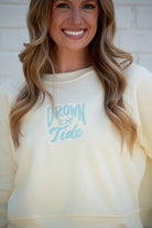 University of Alabama Yellow Ladies Sweatshirt with Blue Drown Em Tide Embroidery