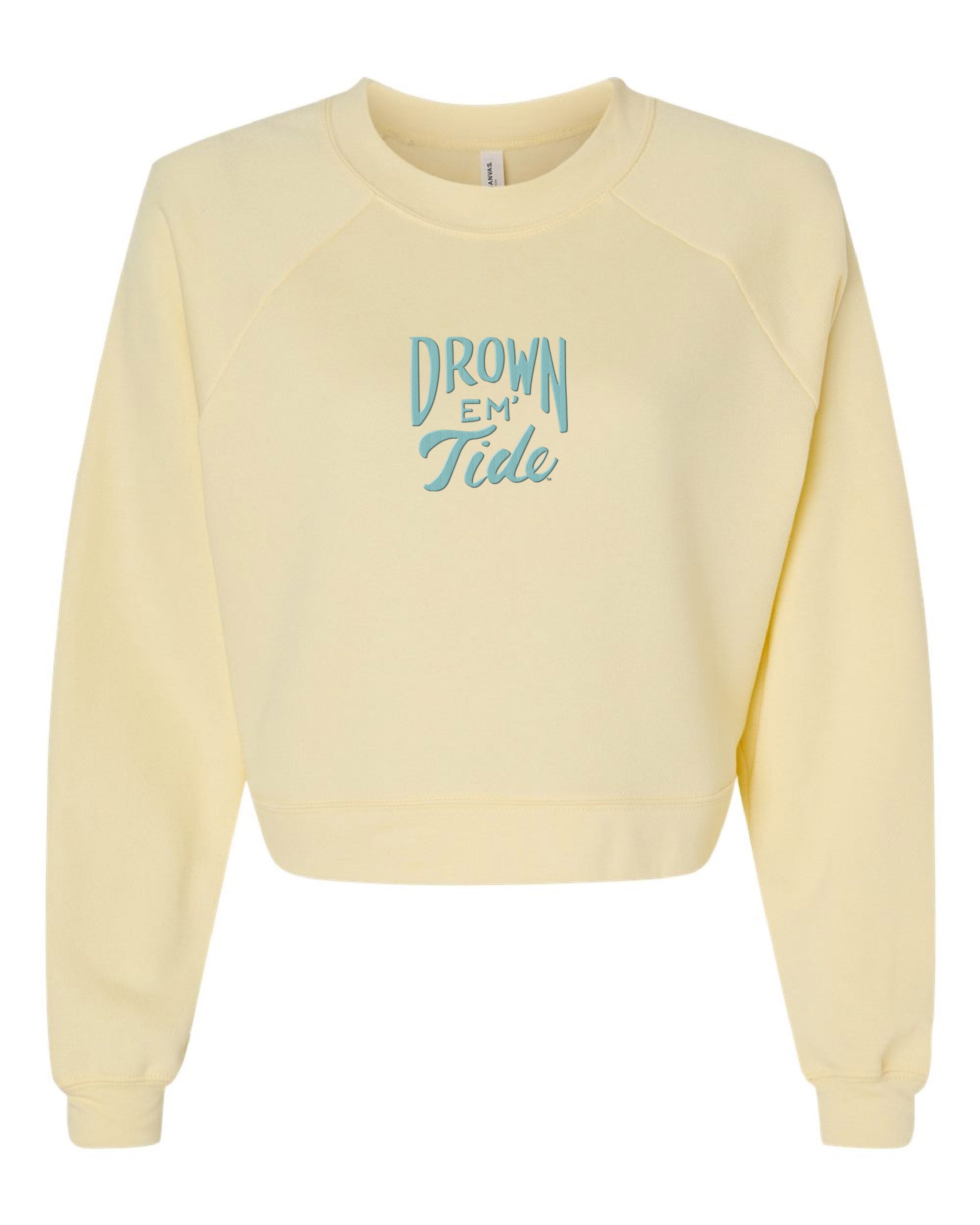 University of Alabama Yellow Ladies Sweatshirt with Blue Drown Em Tide Embroidery