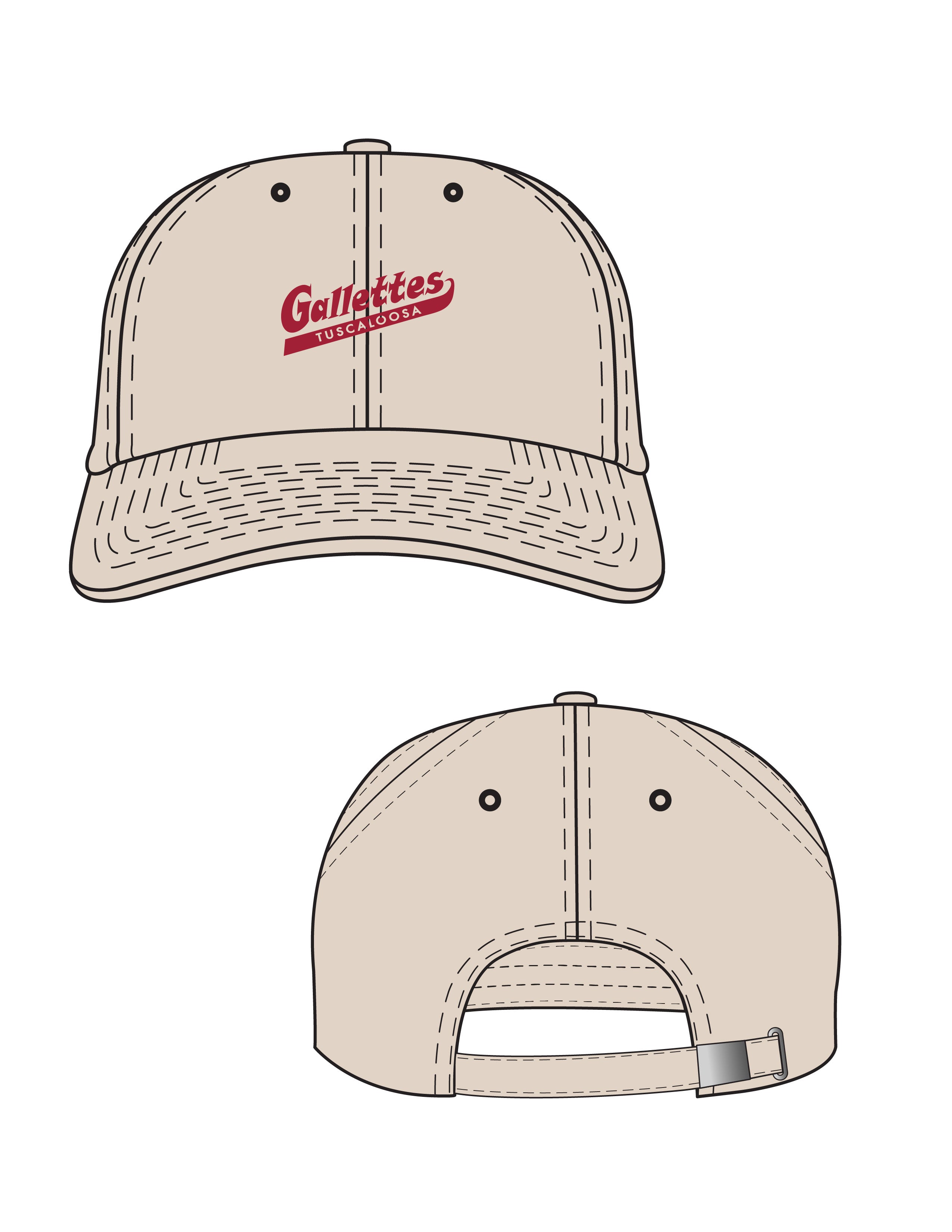 Gallettes Light Tan Dad Hat with the Gallettes logo embroidery