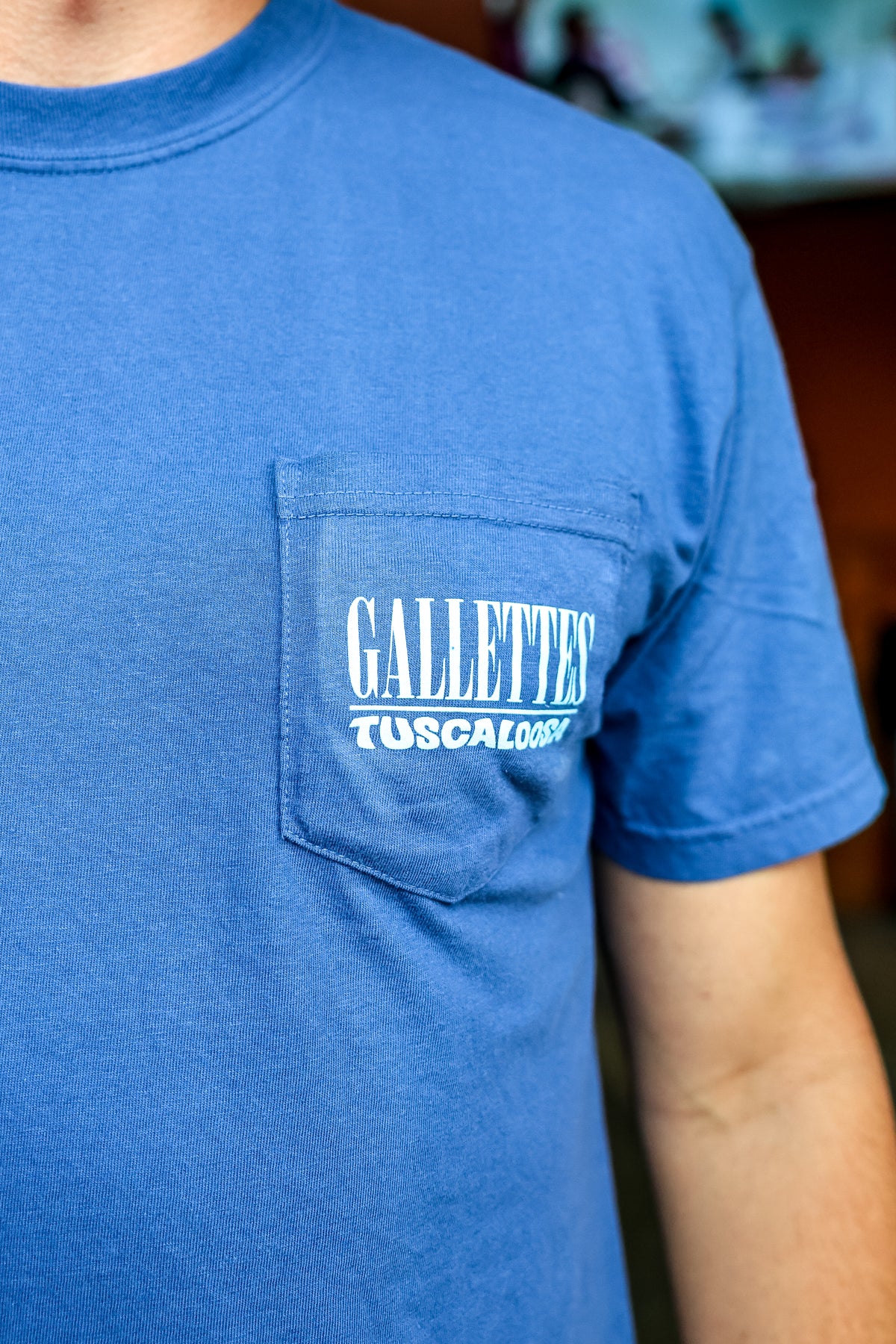 Front Pocket with White text “Gallettes | Tuscaloosa”